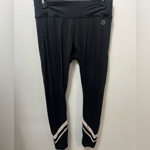Tory Sport Black High Rise Leggings with White Accent-Size M